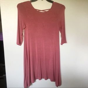 3/4 sleeve dress with cross design in back